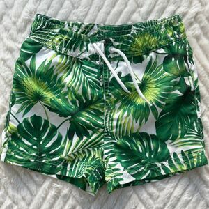 Janie and Jack Baby Boys 6–12 Months Monstera Palm Leaf Swim Trunks Mesh Lined